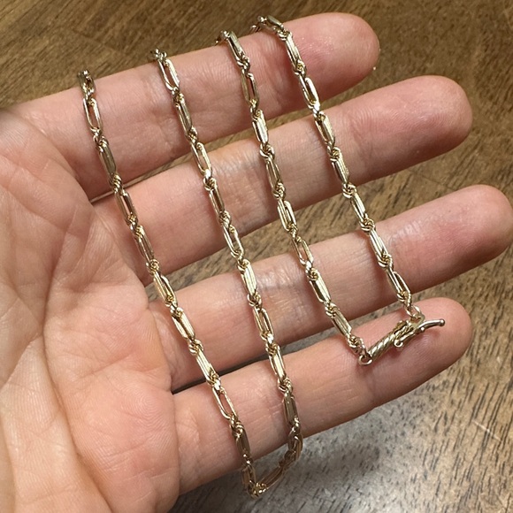 14k Gold Vintage Figarope Textured Faceted Rope Figaro Chain - 17.75” - Picture 4 of 10